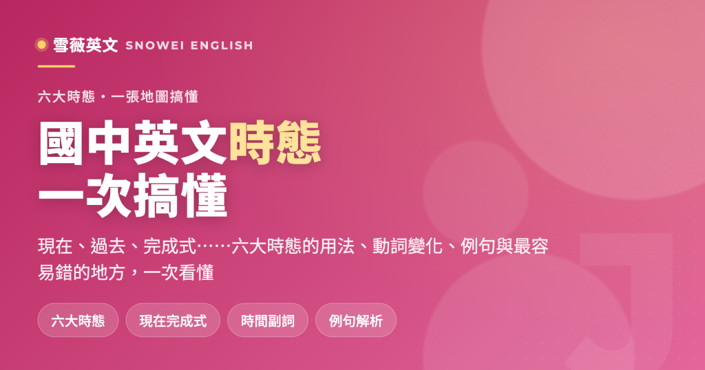 國中英文時態總整理:六大時態用法、動詞變化、例句與最容易錯的地方一次搞懂 - 雪薇英文