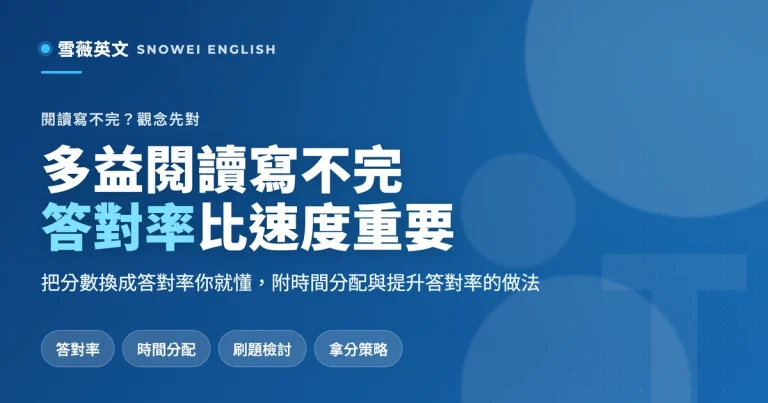 多益閱讀總是寫不完？先別急著加快速度，你該先搞懂「答對率比速度更重要」
