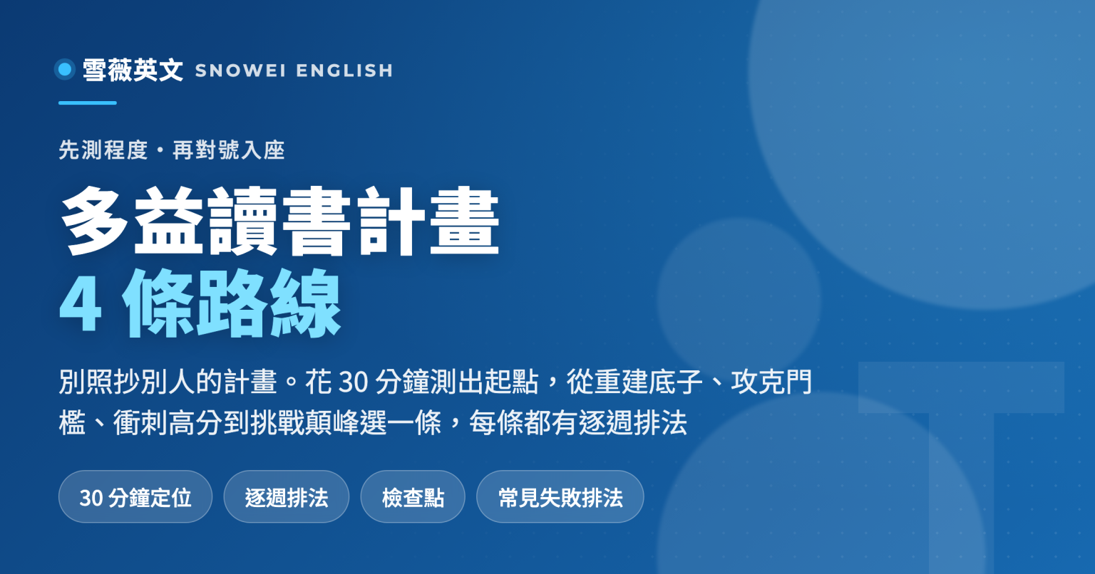 多益讀書計畫怎麼排:先測程度再從四條路線對號入座,每條路線附逐週排法與檢查點 - 雪薇英文