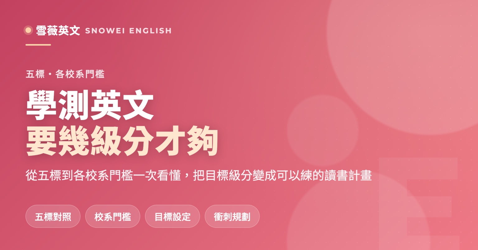 學測英文要幾級分?五標與各校系門檻一覽 - 雪薇英文