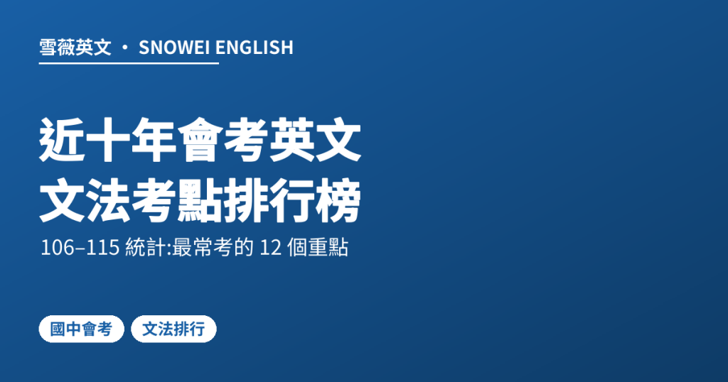 近十年會考英文 文法考點排行榜
